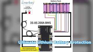 Pin Lithium Enerkey BMS 3S 4S 5S 6S 7S 8S Lifepo4 Li-ion Lto SIB Bảng bảo vệ dòng điện cao