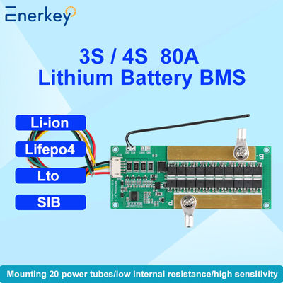 Enerkey Standard NMC/LFP/LTO/SIB BMS 3S 4S 10A-80A Peak 150A với NTC và BMS phần cứng tế bào cân bằng